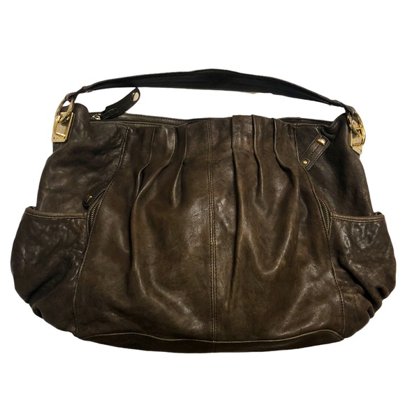 Junior Drake Handbags - Junior Drake Hobo Bag Supple Italian Leather Large Lambskin Brown Chocolate EUC